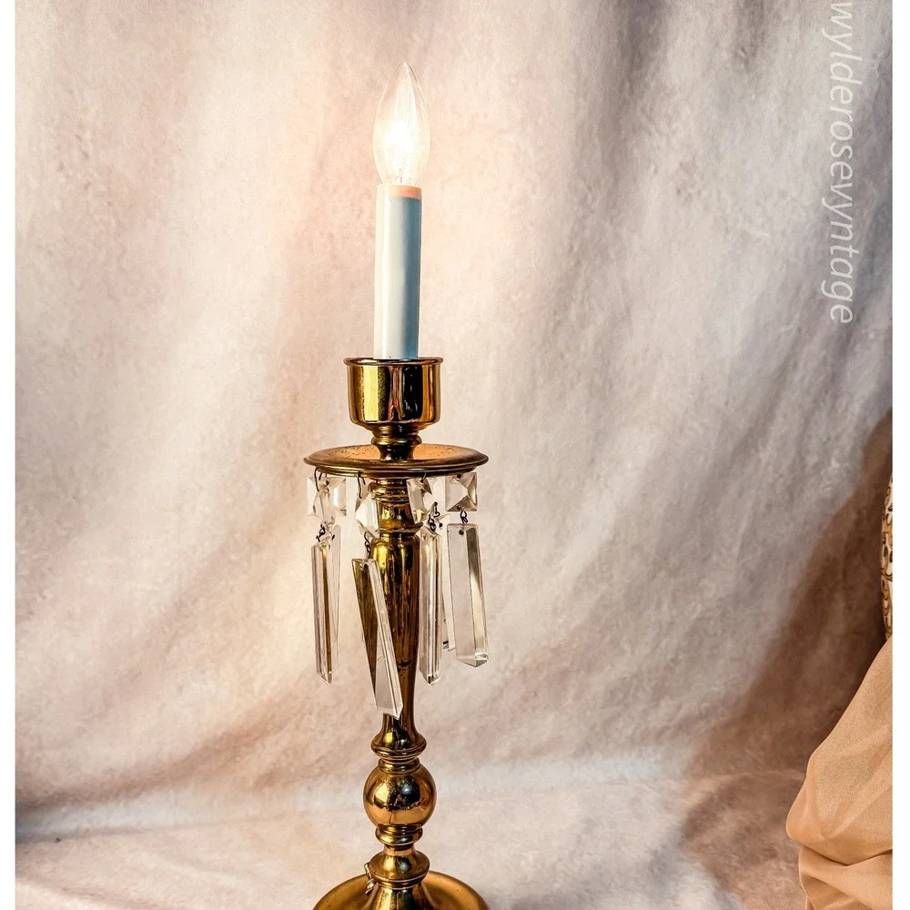 Brass and Crystal Prism Lamp